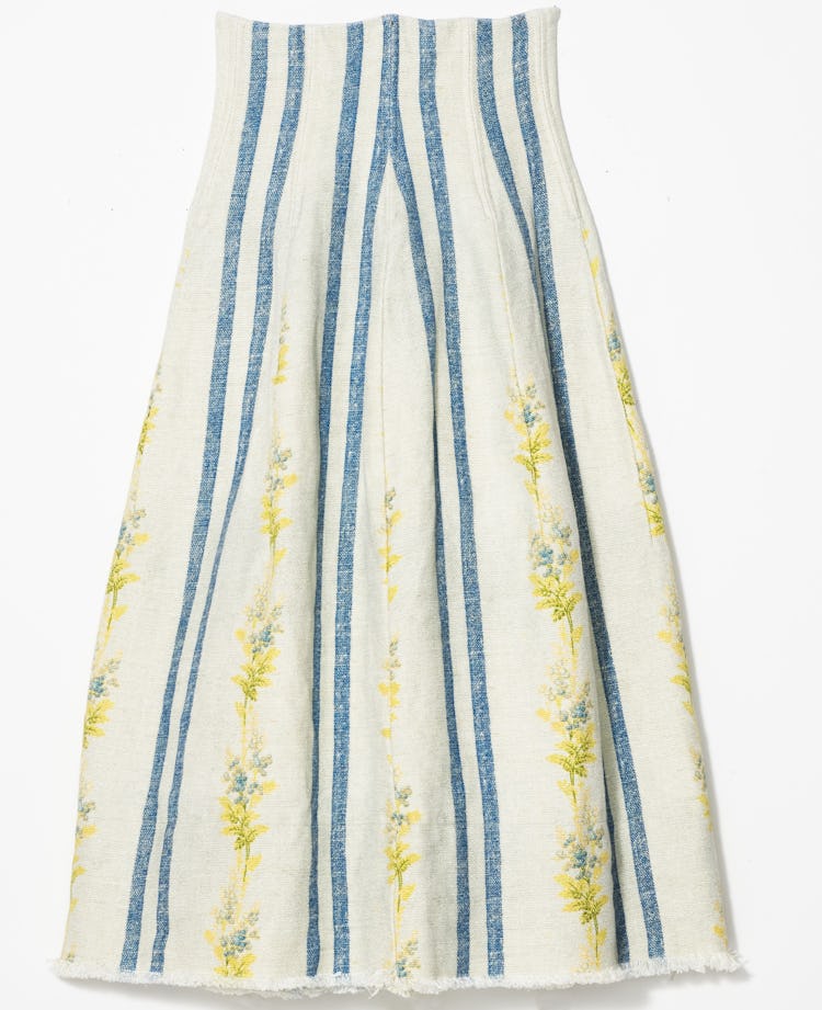 A white, blue and yellow striped floral Brock Collection skirt
