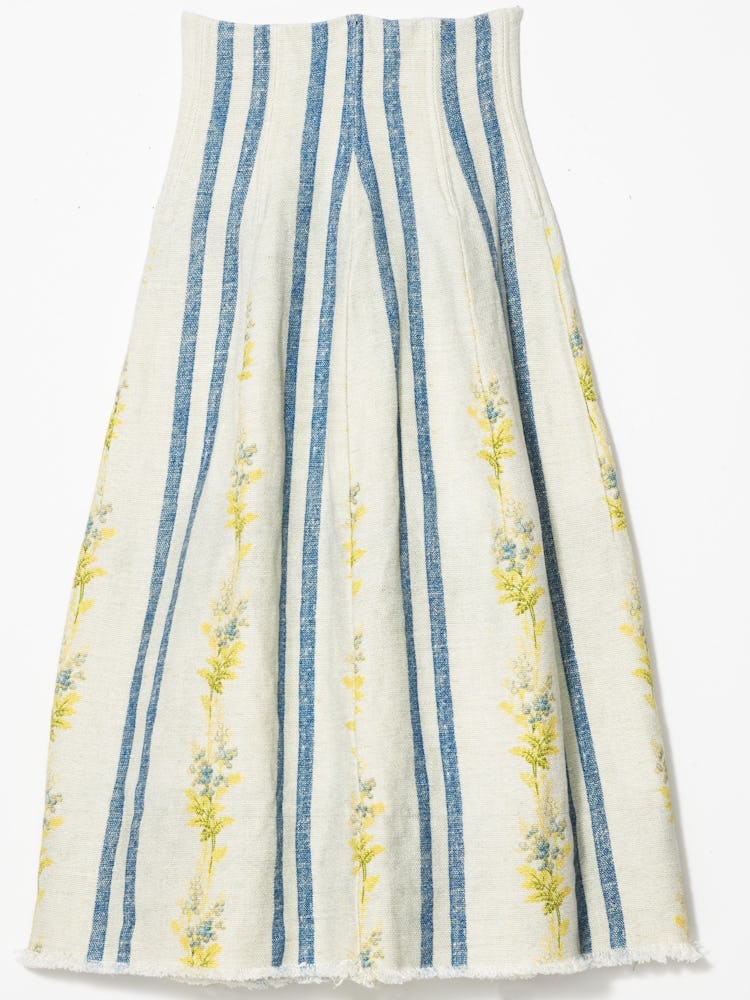 A white, blue and yellow striped floral Brock Collection skirt