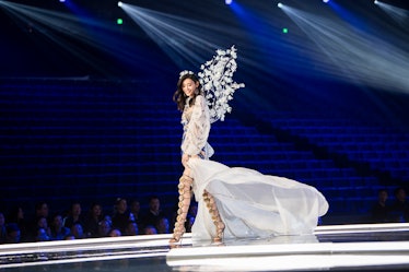 A model walking the runway at the 2017 Victoria’s Secret Fashion Show in Shanghai