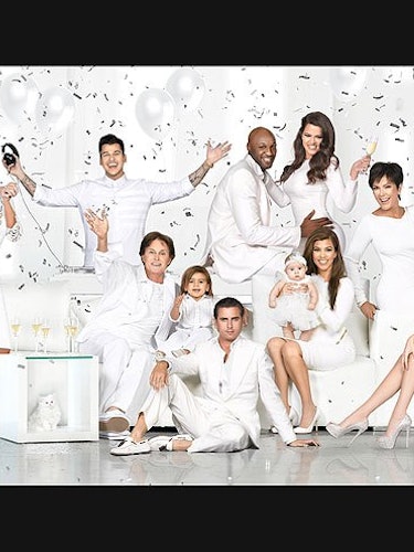 A Christmas card with the Kardashian-Jenner family, their children, Scott Disick and Lamar Odom all ...
