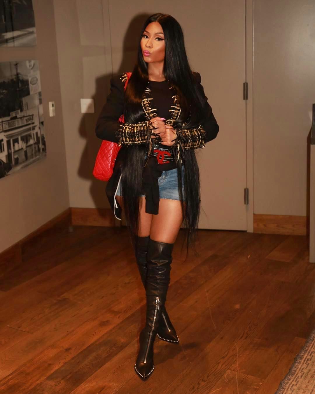 nicki minaj knee high boots