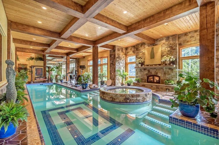 An inside pool in the mansion in Mountain Village, Colorado.