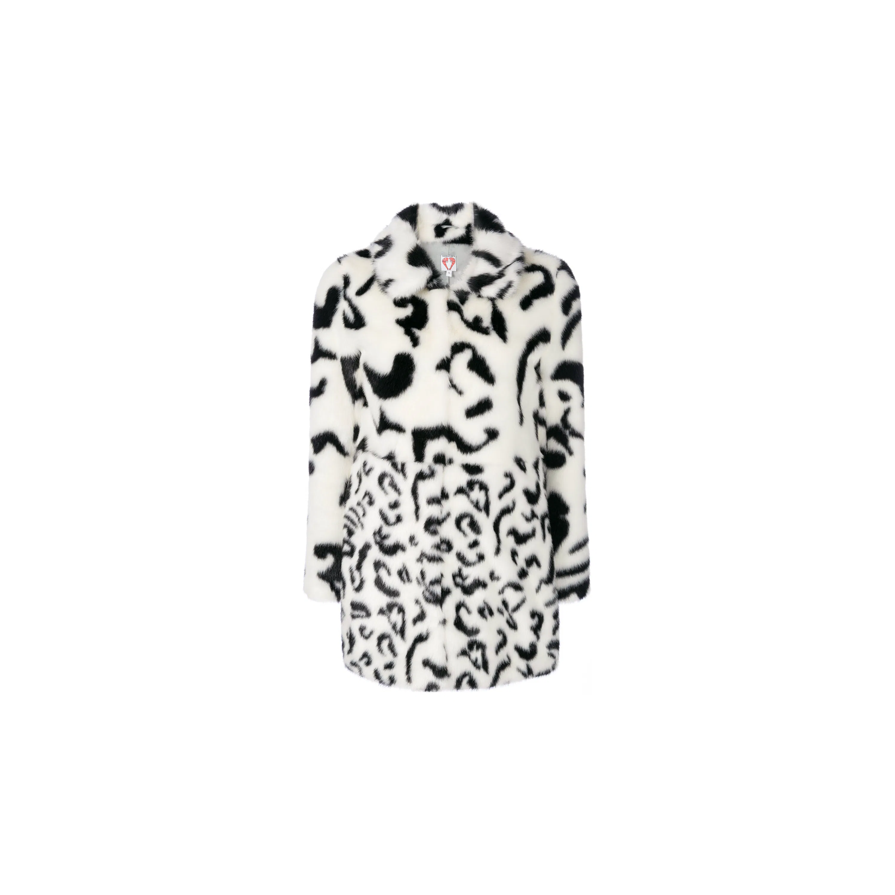 Black Off White Animal Print Soft Coat 17383