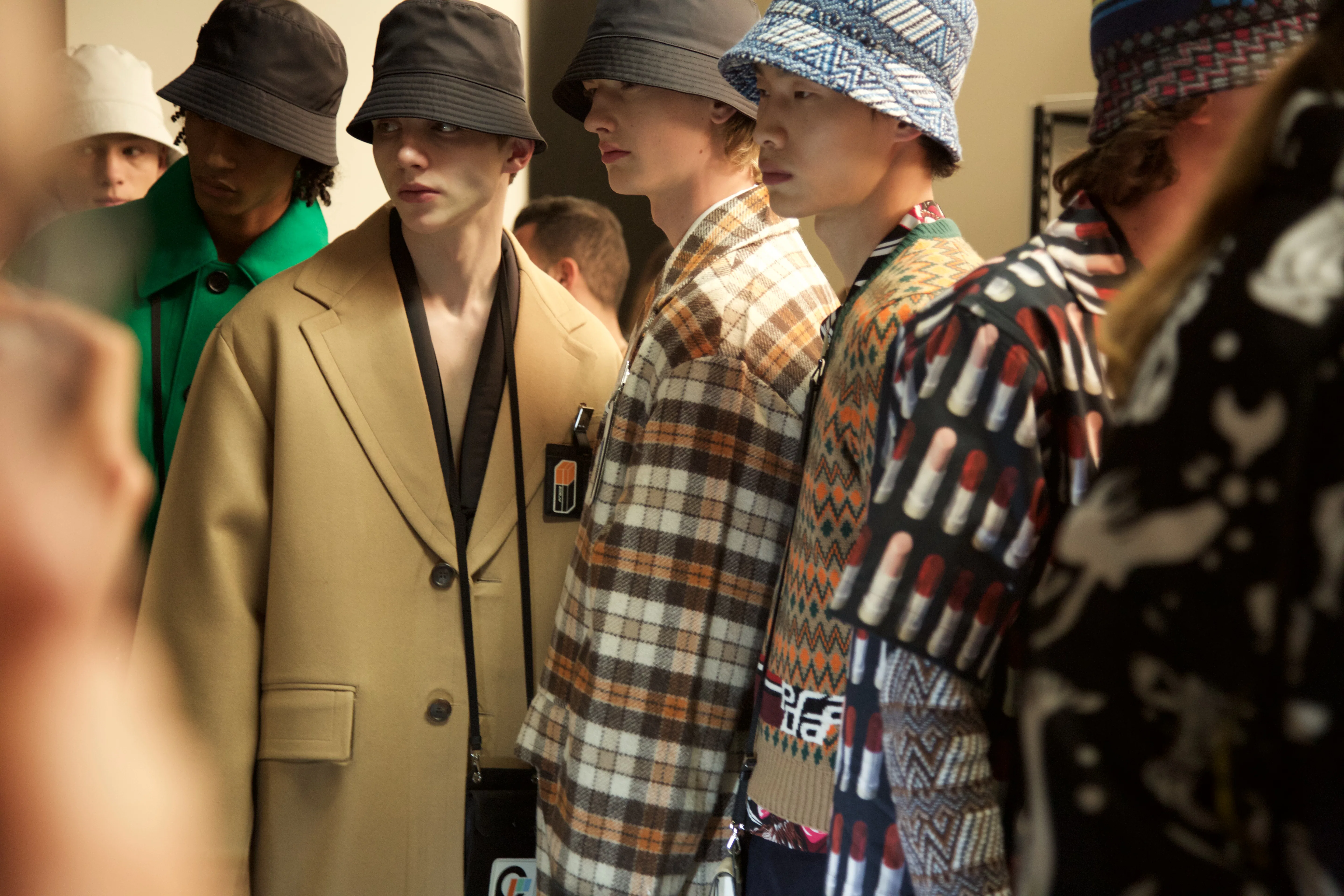 Go Backstage At the Prada Fall 2018 Men's Show, Where Bucket Hats