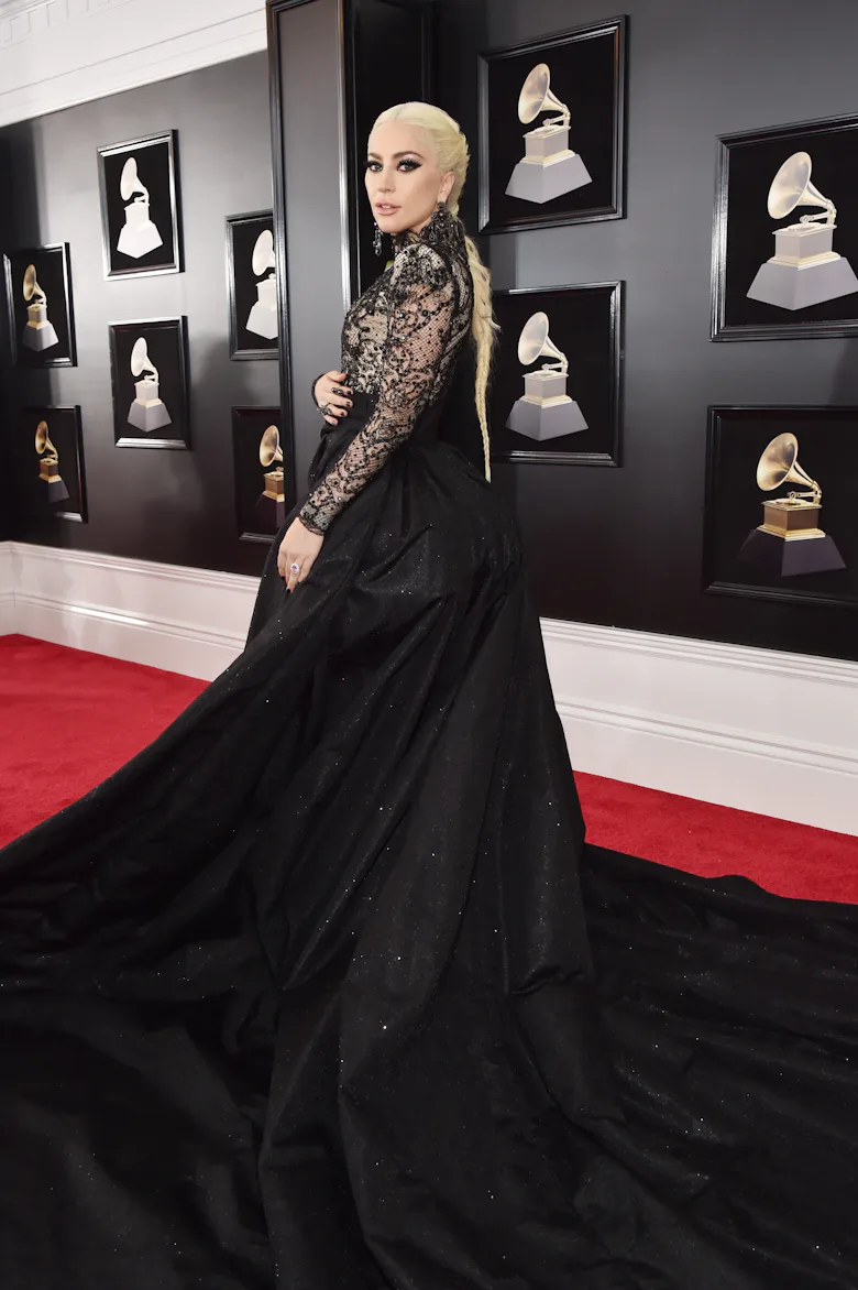 lady gaga black dress 2018 Lady Gaga Wore an Alexander McQueen Black Dress to Oscars 2019 Red Carpet