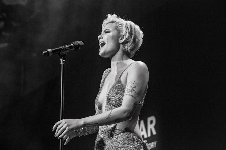Halsey during her performance at the 2018 amfAR Gala