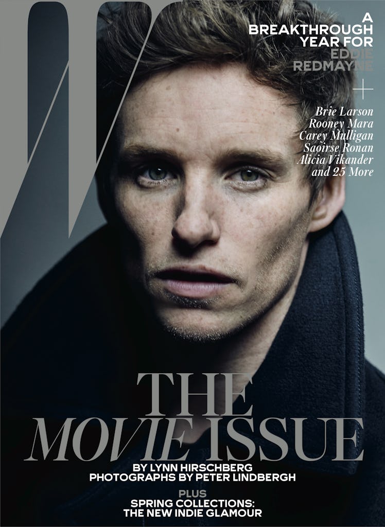 Redmayne wears Burberry peacoat and T-shirt. Grooming: Burberry.