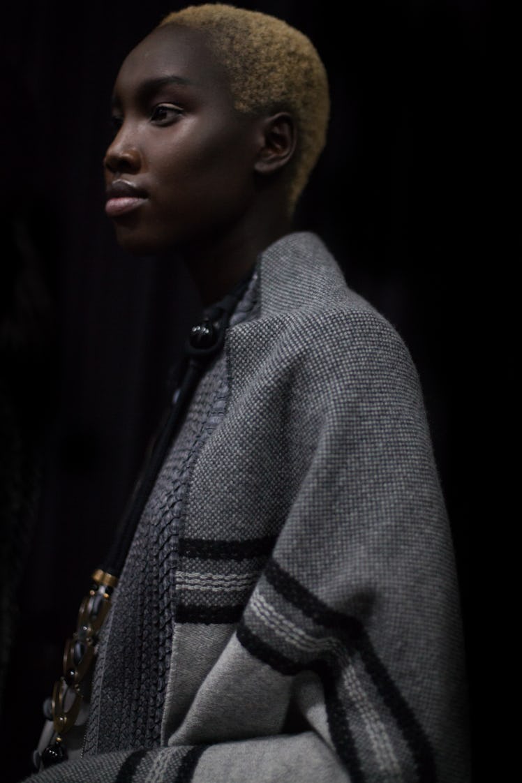 Backstage at the Giorgio Armani Fall 2018 show during Milan Fashion Week 