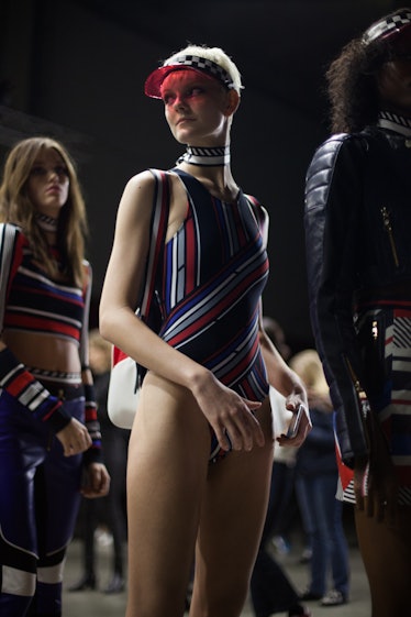 Models backstage at the Tommy Hilfiger Fall 2018 show during Milan Fashion Week