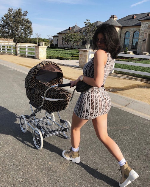 Kylie Jenner & Daughter Stormi Stroll In Matching Fendi Gears