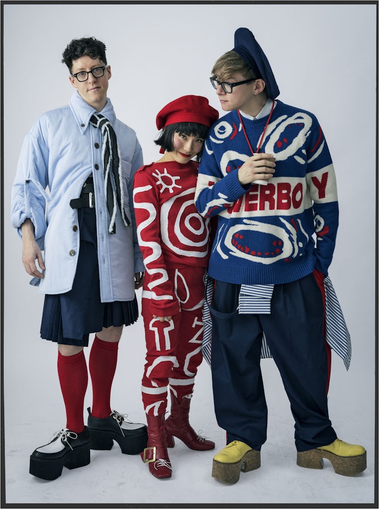 Jordan Hunt, Masumi Saito, and set designer Gary Card posing for a photo