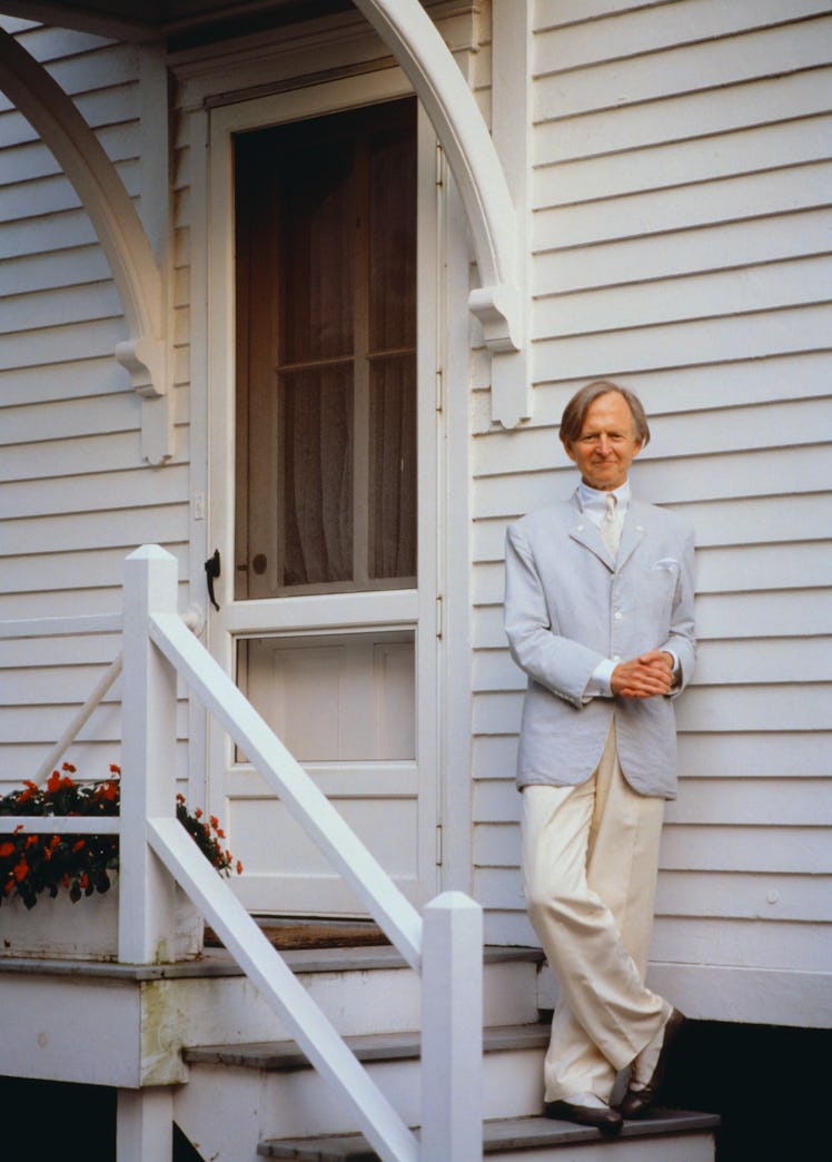 Novelist Tom Wolfe Standing on Steps