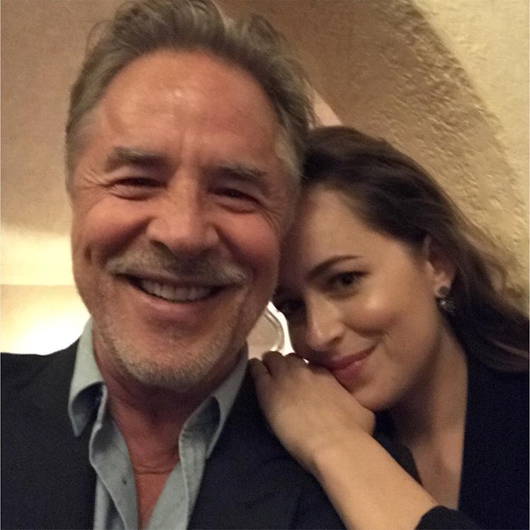 An Instagram post selfie with Don Johnson posing and smiling with his daughter Dakota Johnson