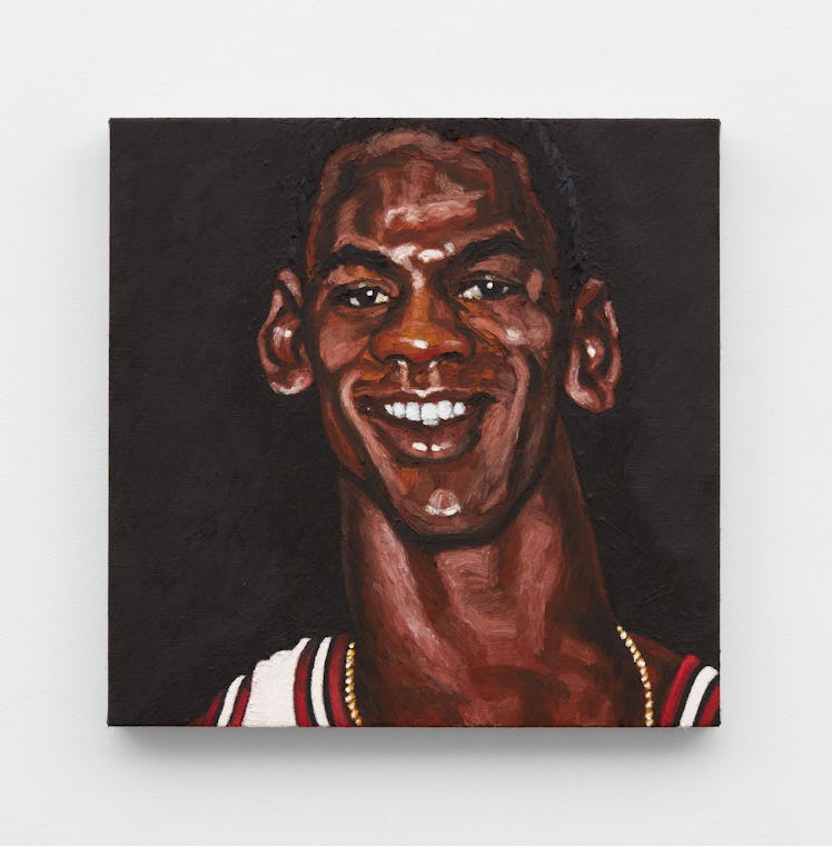 A portrait of Michael Jordan by Nathaniel Mary Quinn