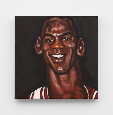 A portrait of Michael Jordan by Nathaniel Mary Quinn