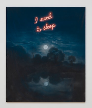 Friedrich Kunath’s I need to sleep painting of a nights sky and moon
