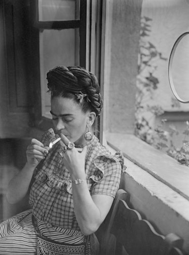 Frida Kahlo Smoking a Cigarette