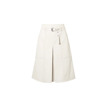 A white a-line leather midi Bottega Veneta skirt