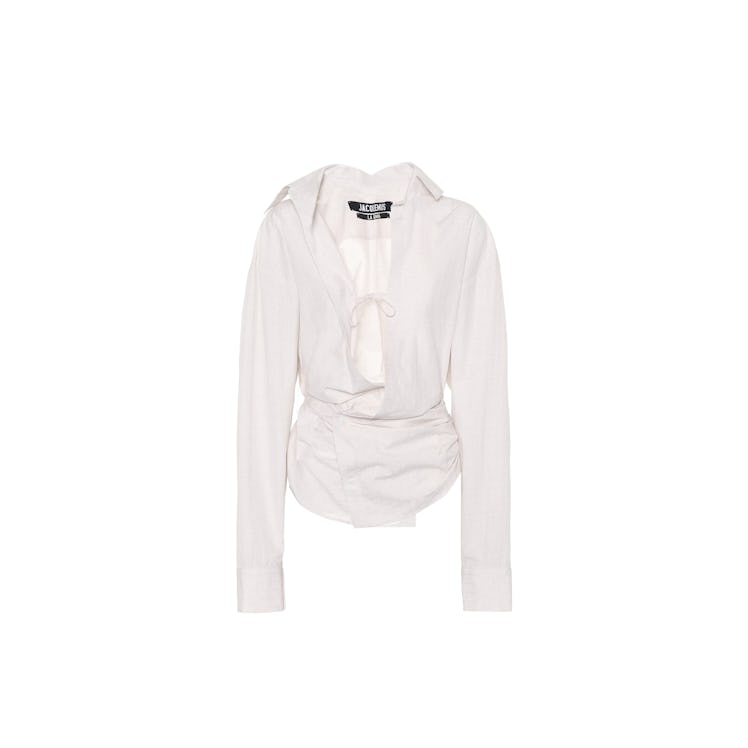 A white Jacquemus linen shirt