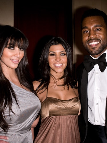 Kim Kardashian, her sister Kourtney, and Kanye West, at a get-together all the way back in 2008.