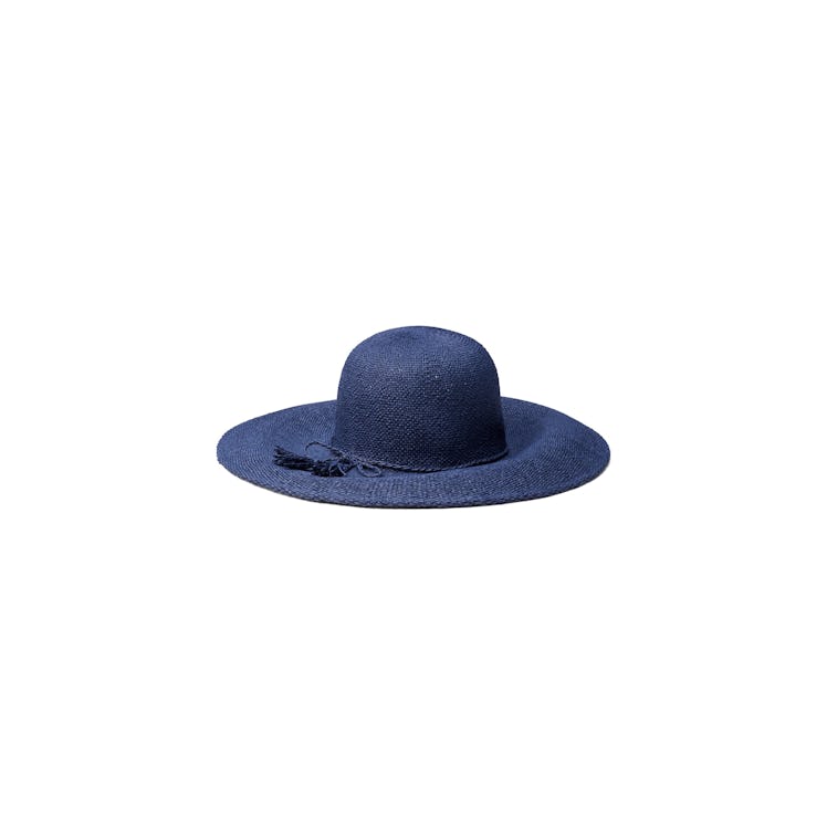 A navy straw hat by Kate Spade