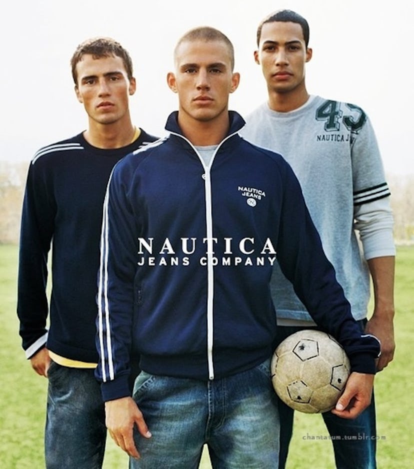 Channing Tatum and two other models on an ad for the Nautica Jeans Company 