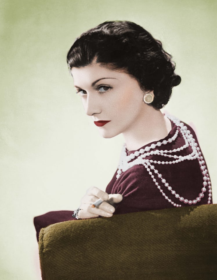 Coco Chanel, French couturier. Paris, 1936. Colour