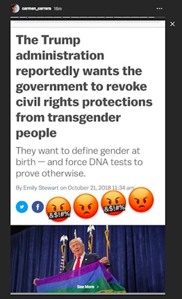 Carmen Carrera's Instagram Story About Reported Removal of Transgender Civil Rights Protections