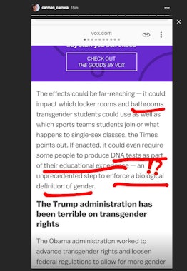Carmen Carrera's Instagram Story About The Trump Administration And Transgender Civil Rights Protect...