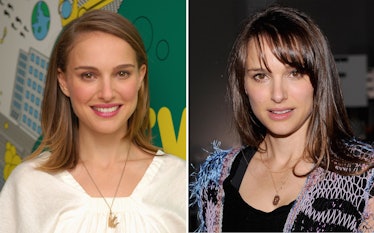 Collage of two photos of Natalie Portman from 2007 and 2012