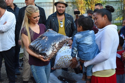 Paris Hilton Visits Reconstruction in Xochimilco