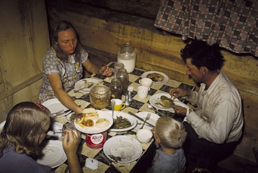 The Faro Caudill Family Eating Dinner in Their Dugout Pie Town New Mexico 1940 C Russell Lee.jpg