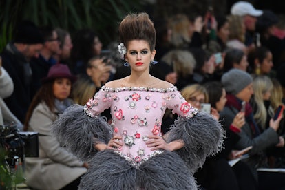 Kaia Gerber Sports Teased Hair and a Feathered Peplum at Chanel's  Spring/Summer 2019 Couture Show