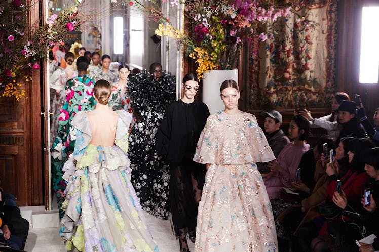 Models walking the runway at Valentino Haute Couture show in Paris