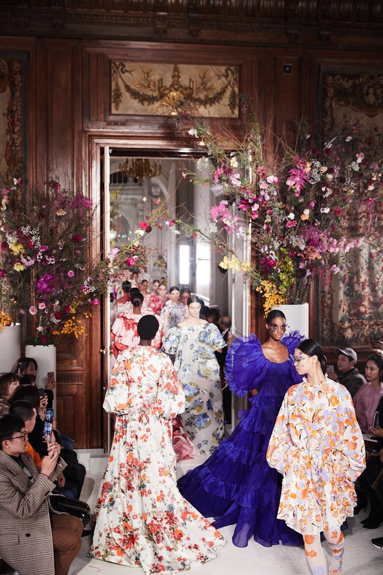 Models wearing Valentino Haute Couture during show in Paris
