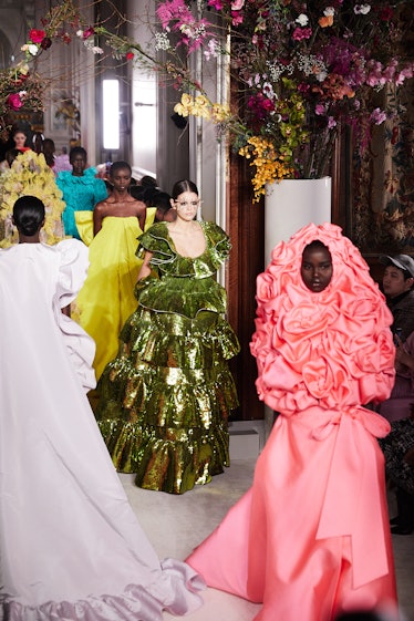 Models walking the runway during Valentino Haute Couture show in Paris