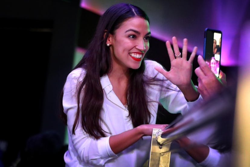 Democratic Congressional Candidate In New York Alexandria Ocasio-Cortez Attends Election Night Party