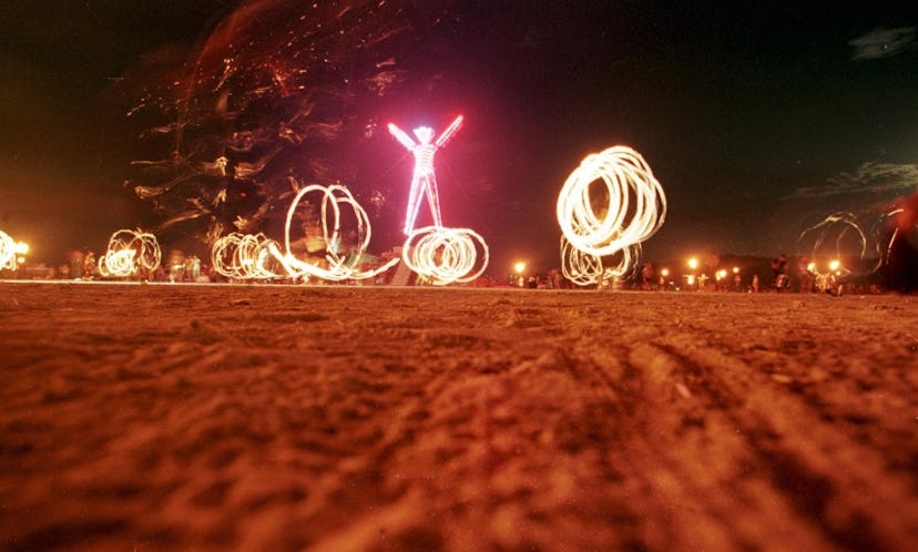 Dancers at the "Burning Man" festival create patte