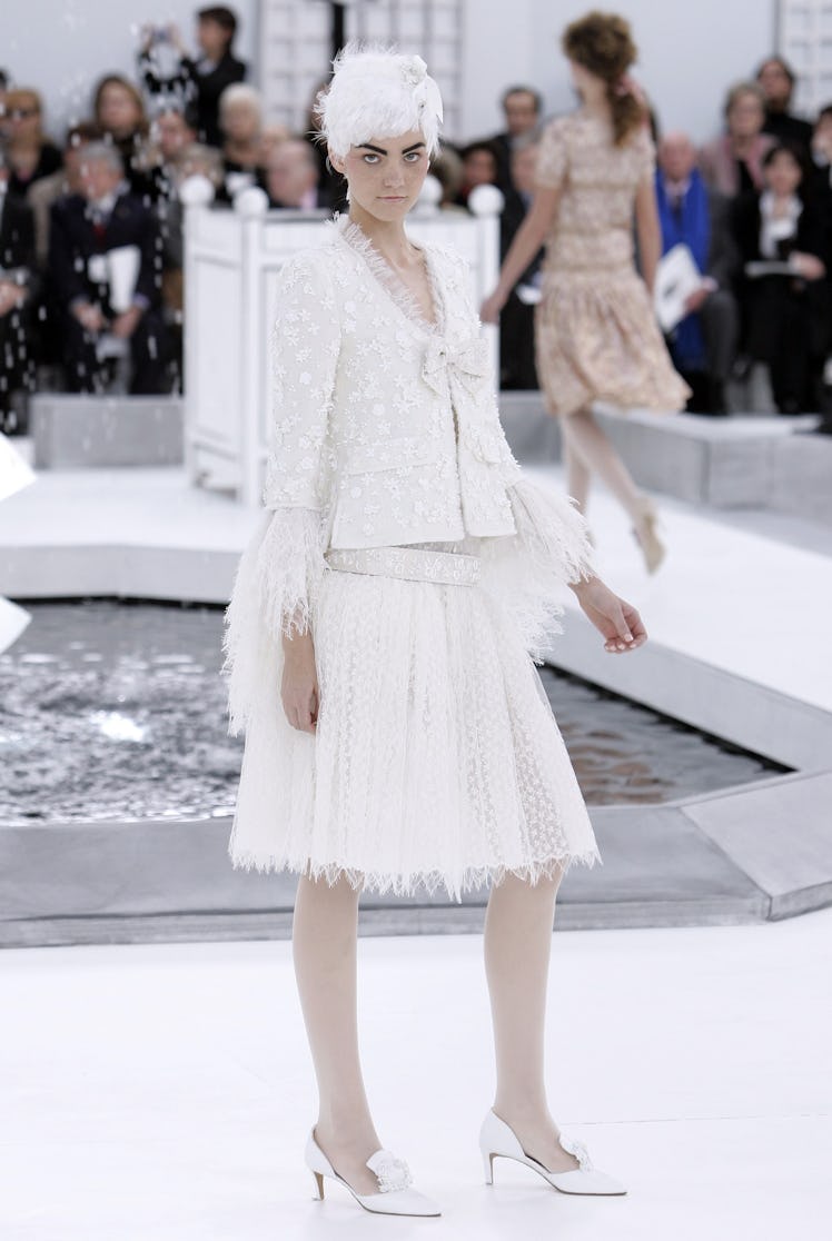 Caroline Trentini walking the runway during the Chanel Haute Couture Spring-Summer 2005 fashion show...