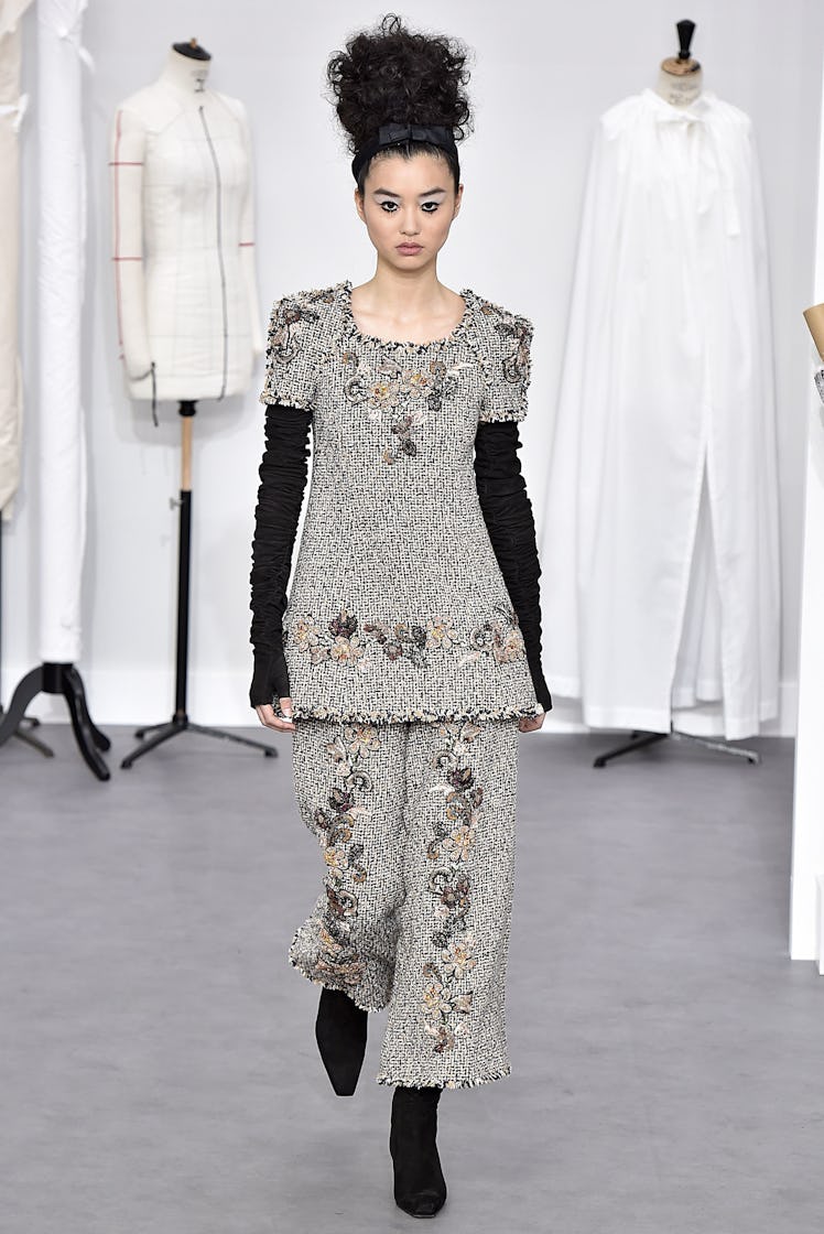 Estelle Chen walking the runway during the Chanel Haute Couture Fall-Winter 2016-2017 fashion show.
