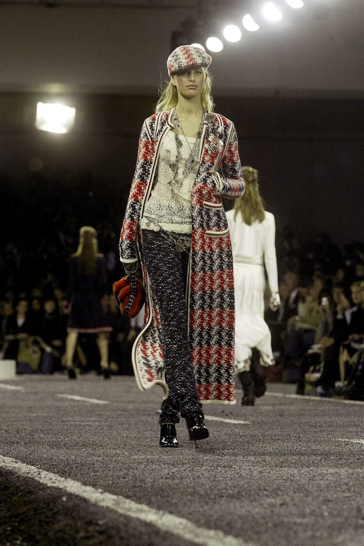 Karolina Kurkova walking the runway during the Chanel Ready-to-Wear Fall-Winter 2004-2005 fashion sh...