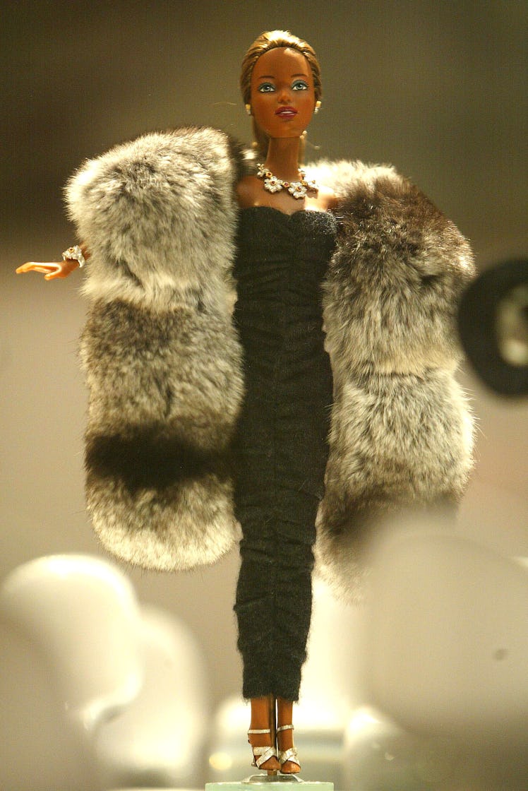 Barbie in fur coat. 