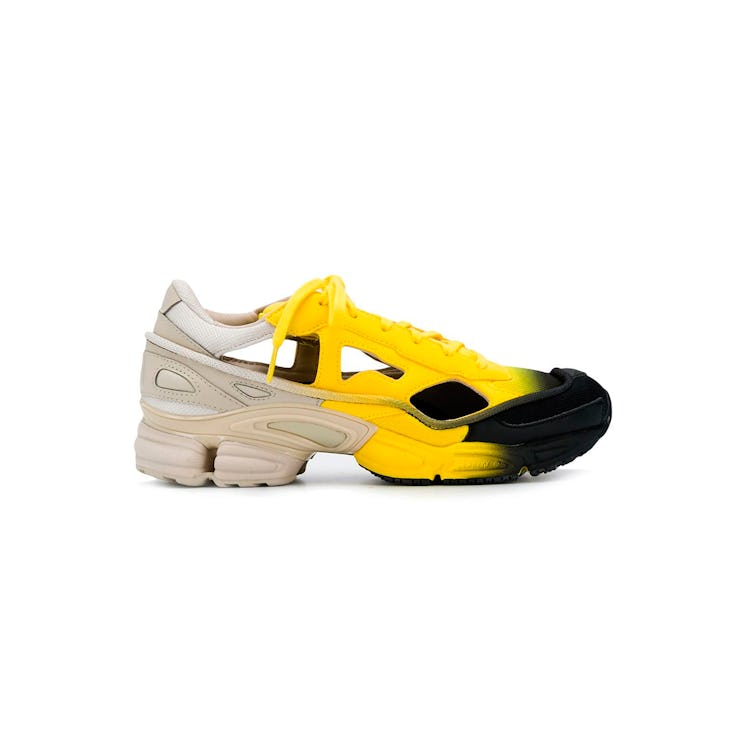 White, yellow, and black Adidas by Raf Simons sneaker