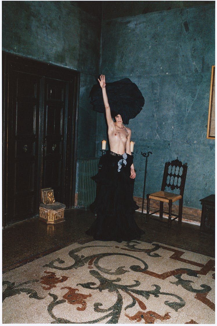 Giorgio Armani's silk skirt, at Saks Fifth Avenue; Giorgio Armani, giorgioarmani.com. Alexander McQu...