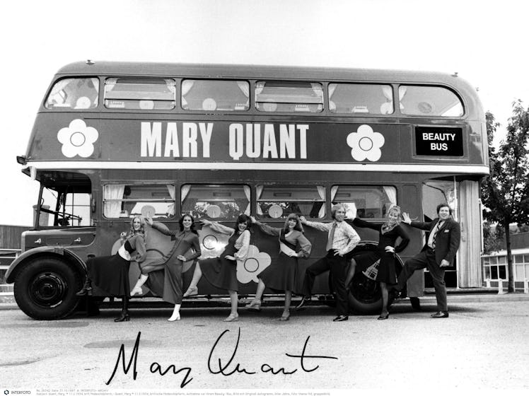 Quant, Mary, * 11.2.1934, British fashion designer, photograph of her Beauty Bus, 1960s, 20th centur...