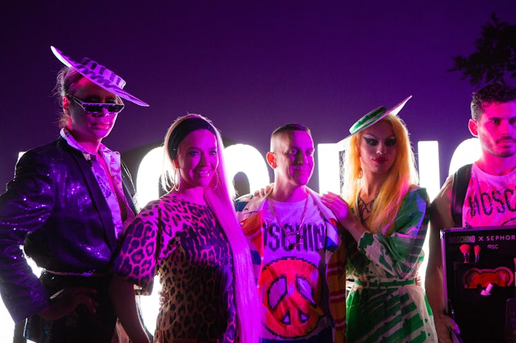 Raja, Erika Jayne, Jeremy Scott, and Aquaria posing for a photo at the Moschino party