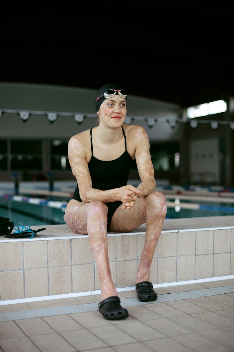 Girl training in the swimming pool