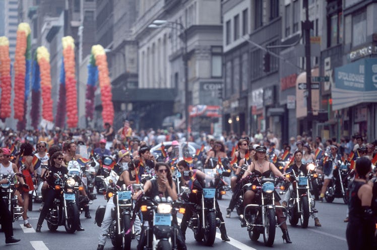 Dykes on Bikes in the Gay Pride Parade down 5th Avenue