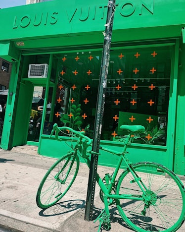 Louis Vuitton Paints Lower East Side Corner Neon Green For Pop-Up