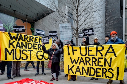 Activists took over the lobby at the Whitney Museum of